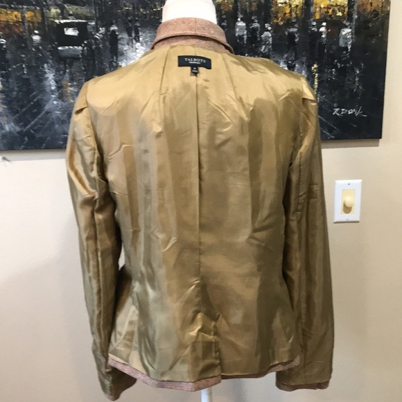 Talbots Plus Size Wool Blend Tan Tweed One Button 3 Pocket Blazer Jacket-16 - Picture 10 of 15